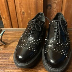 Stuart Weitzman Black Studded Platform Shoes
